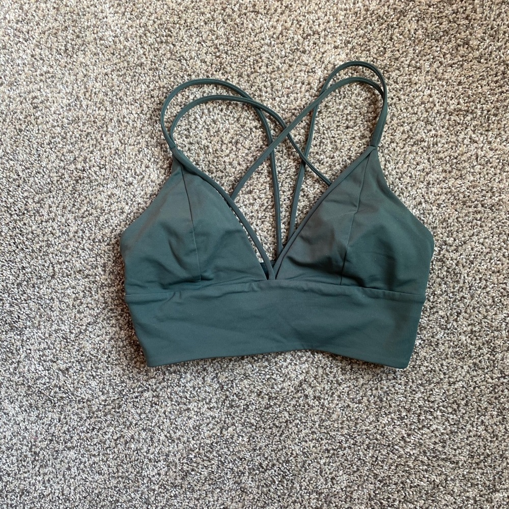 lululemon athletica Deep Green Strappy Sports Bra